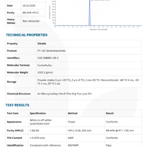 Quality PT-141 Peptide for Sale, COA
